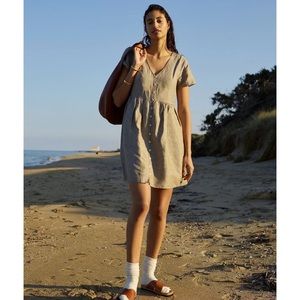 Madewell Linen-Blend Alexandra Button-Front Mini Dress